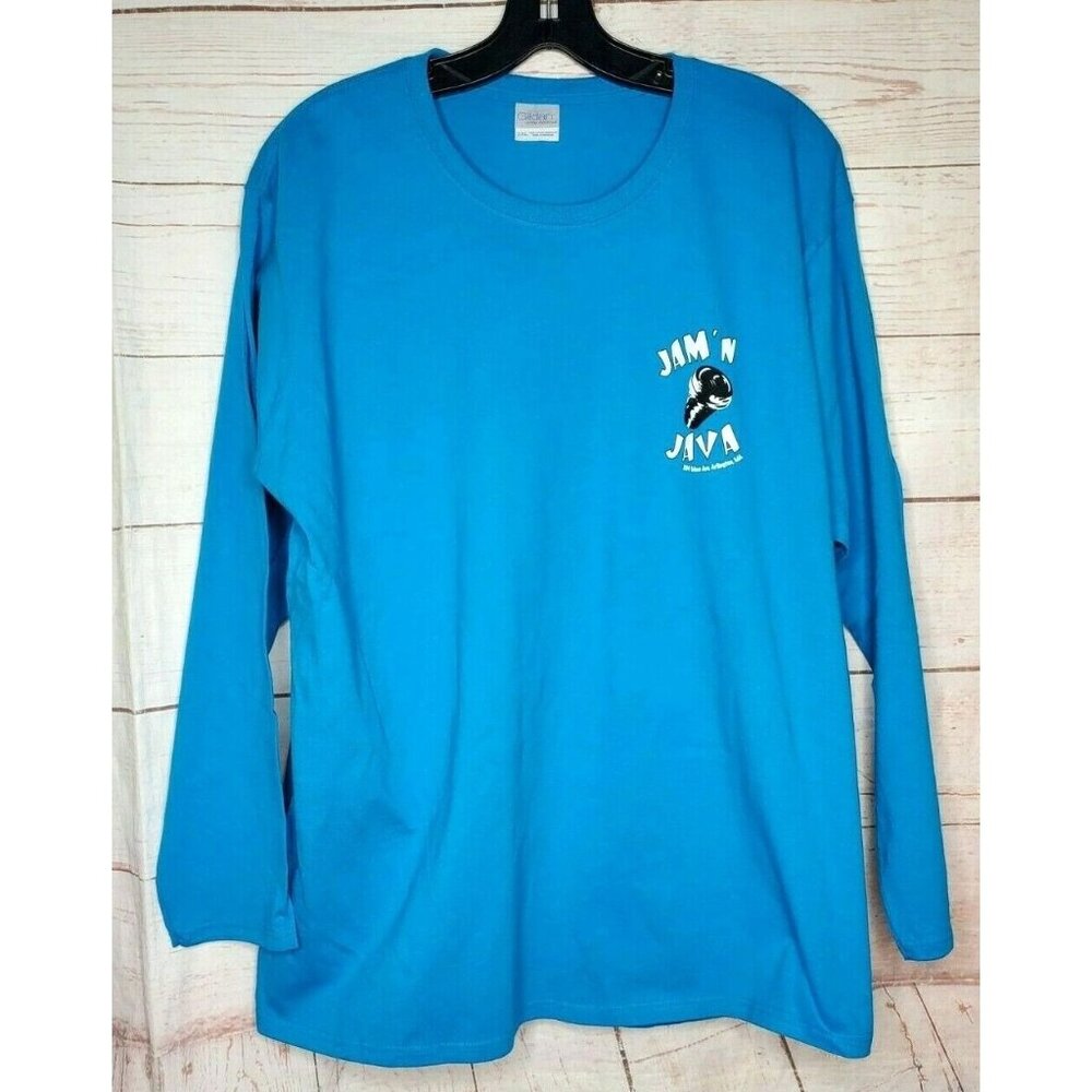 Gildan Ultra Cotton 2XL Women's Long Sleeve Blue Shirt – Jam’n Java 594 Mass Ave